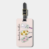 Personalisiertes florales Pickleball Gepäckanhänger (Vorderseite vertikal)