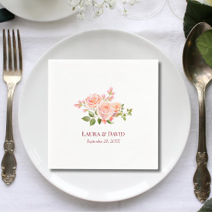 Personalisiertes Florales Rosen-Schamrot Hochzeits Serviette