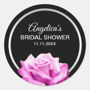 Personalisiertes florales Silber Rosa Brautparty Runder Aufkleber