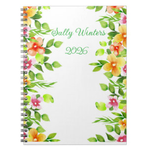 Personalisiertes florales Spiral-Foto-Notizbuch Notizblock