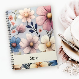 Personalisiertes florales Spiralnotizbuch Notizblock