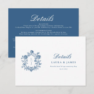 Personalisiertes florales Wappen Hochzeitsdetails  RSVP Karte