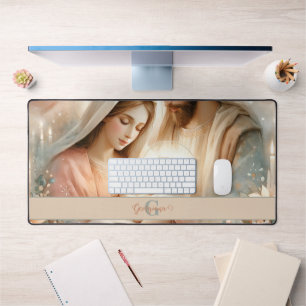 Personalisiertes florales Watercolor Baby Jesus Kr Schreibtischunterlage