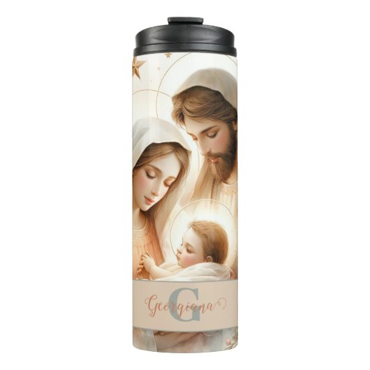 Personalisiertes florales Watercolor Baby Jesus Kr Thermosbecher (Vorderseite)