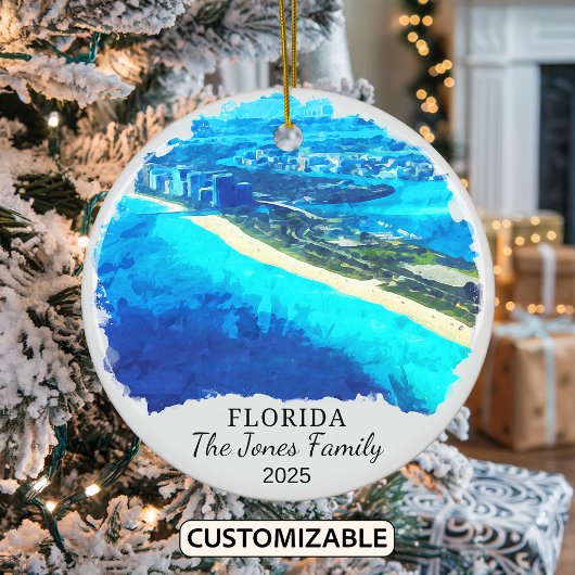 Personalisiertes Florida-Ornament, Florida-Geschen Keramik Ornament