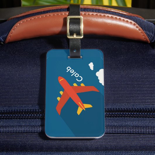 Personalisiertes Flugzeug im Blue Sky Kid Pilot Gepäckanhänger (Vorderseite Insitu 2)