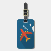 Personalisiertes Flugzeug im Blue Sky Kid Pilot Gepäckanhänger (Vorderseite vertikal)