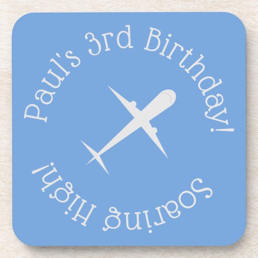 Personalisiertes Flugzeug in blau Getränkeuntersetzer (Vorderseite)