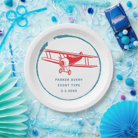 Personalisiertes Flugzeug Pappteller (Party)