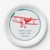 Personalisiertes Flugzeug Pappteller (Vorderseite)