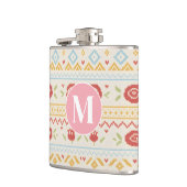 Personalisiertes Folk Nordic Boho Blumenmuster Flachmann (Links)