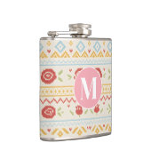 Personalisiertes Folk Nordic Boho Blumenmuster Flachmann (Rechts)