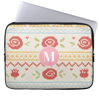 Personalisiertes Folk Nordic Boho Blumenmuster Laptopschutzhülle
