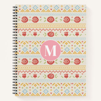 Personalisiertes Folk Nordic Boho Blumenmuster Notizblock
