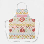Personalisiertes Folk Nordic Boho Blumenmuster Schürze (Vorderseite)