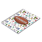 Personalisiertes Football Illustrations Muster Notizblock (Linke Seite)