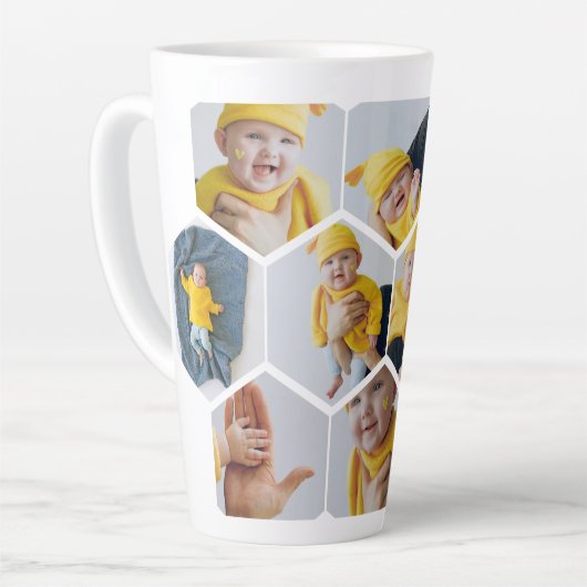 Personalisiertes Foto 10 Hexagonale Vorlage Milchtasse (Linke Ecke)