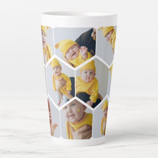 Personalisiertes Foto 10 Hexagonale Vorlage Milchtasse (Vorderseite)