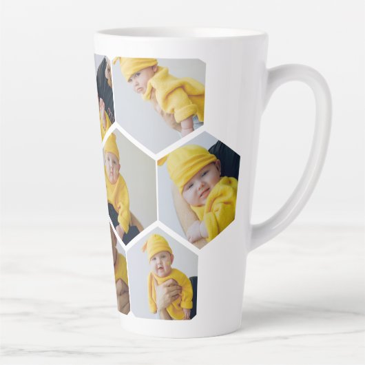 Personalisiertes Foto 10 Hexagonale Vorlage Milchtasse (Rechts)