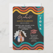 Personalisiertes Foto 2025 Retro Funky Abschluss Einladung (Vorderseite)