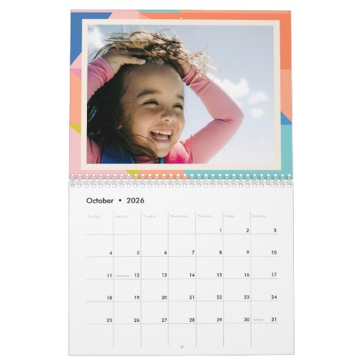 Personalisiertes Foto 2025 über die bunte geometri Kalender (Okt 2026)