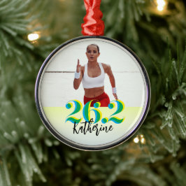 Personalisiertes Foto 26.2 Marathon läuft grün Ornament Aus Metall