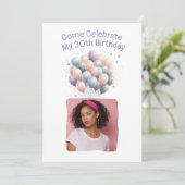 Personalisiertes Foto 30. Geburtstag Einladung (Stehend Vorderseite)