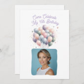 Personalisiertes Foto 45. Geburtstag Balloons Einladung (Vorne/Hinten)