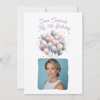 Personalisiertes Foto 45. Geburtstag Balloons Einladung