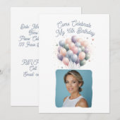 Personalisiertes Foto 45. Geburtstag Balloons Einladung (Vorne/Hinten)