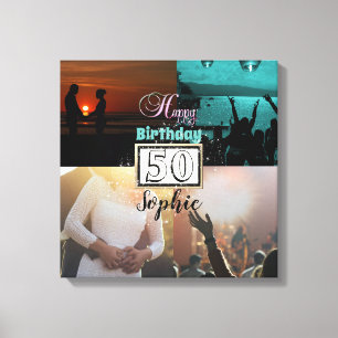 Personalisiertes Foto 50. Geburtstag Collage Leinw Leinwanddruck