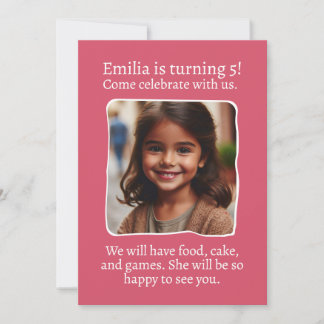Personalisiertes Foto 5. Geburtstagsparty Einladung