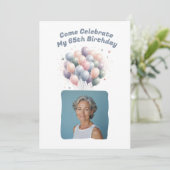 Personalisiertes Foto 65. Geburtstag Einladung (Stehend Vorderseite)