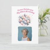 Personalisiertes Foto 65. Geburtstag Einladung (Stehend Vorderseite)