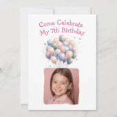 Personalisiertes Foto 7. Geburtstag Einladung (Vorderseite)