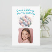 Personalisiertes Foto 7. Geburtstag Einladung (Stehend Vorderseite)