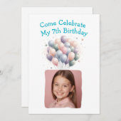Personalisiertes Foto 7. Geburtstag Einladung (Vorne/Hinten)