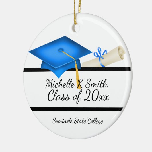 Personalisiertes Foto Abschluss Keramik Ornament (Links)