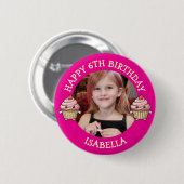 Personalisiertes Foto, Alter und Name Geburtstag  Button (Vorne & Hinten)
