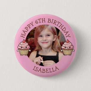 Personalisiertes Foto, Alter und Name Geburtstag Button