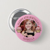 Personalisiertes Foto, Alter und Name Geburtstag Button (Vorne & Hinten)