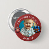 Personalisiertes Foto, Alter und Name Geburtstag Button (Vorne & Hinten)