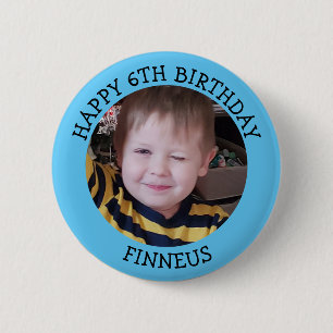 Personalisiertes Foto, Alter und Name Geburtstag Button