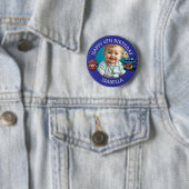 Personalisiertes Foto, Alter und Name Geburtstag Button (Beispiel)