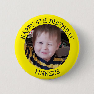 Personalisiertes Foto, Alter und Name Geburtstag Button