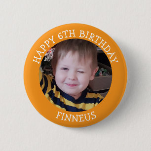 Personalisiertes Foto, Alter und Name Geburtstag Button
