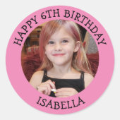 Personalisiertes Foto, Alter und Name Geburtstag Runder Aufkleber (Vorderseite)