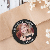 Personalisiertes Foto, Alter und Name Geburtstag Runder Aufkleber