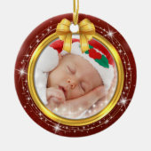 Personalisiertes Foto-Andenken an das erste Weihna Keramik Ornament (Vorne)