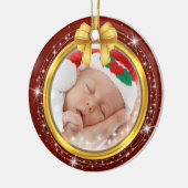 Personalisiertes Foto-Andenken an das erste Weihna Keramik Ornament (Links)